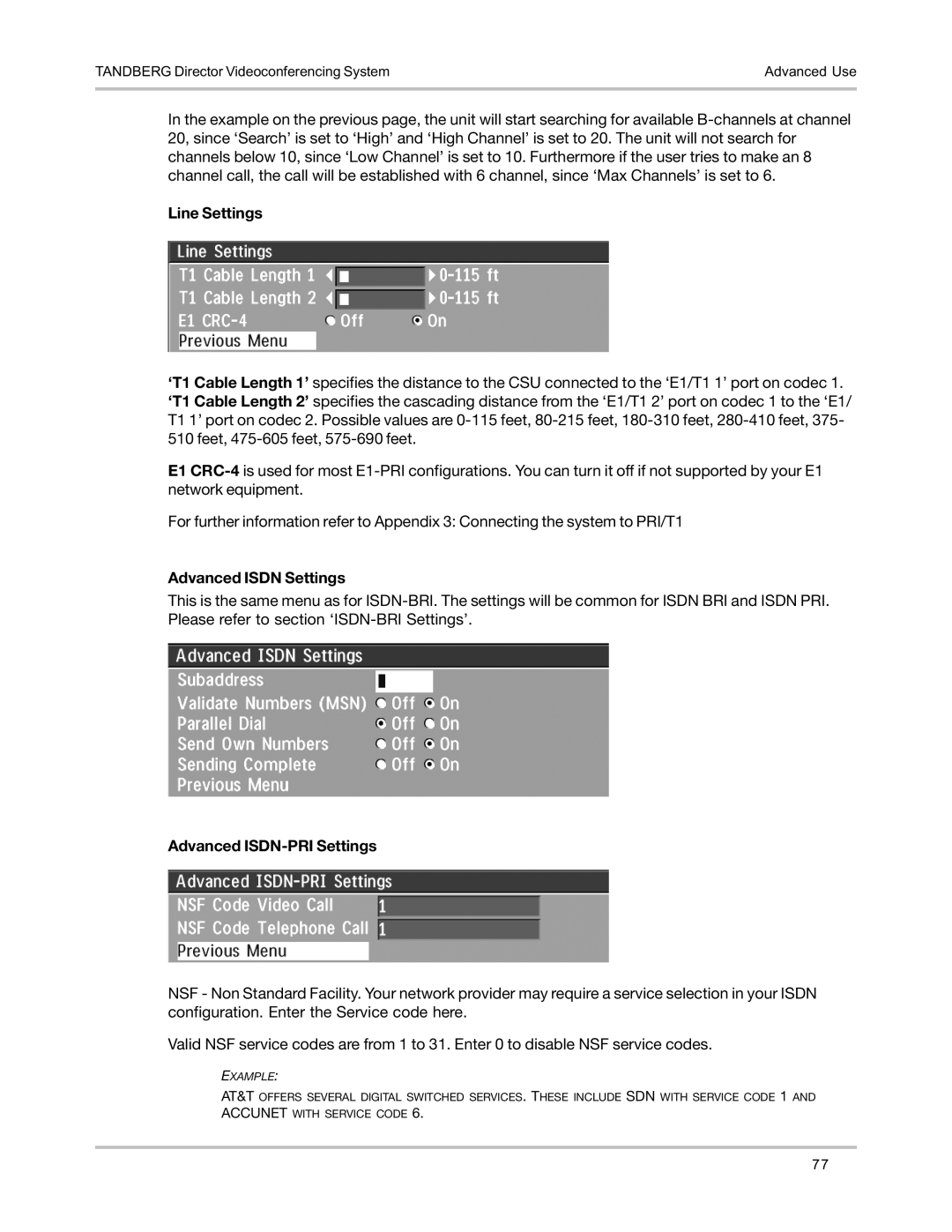 TANDBERG D5016402 user manual Line Settings, Advanced Isdn Settings, Advanced ISDN-PRI Settings 