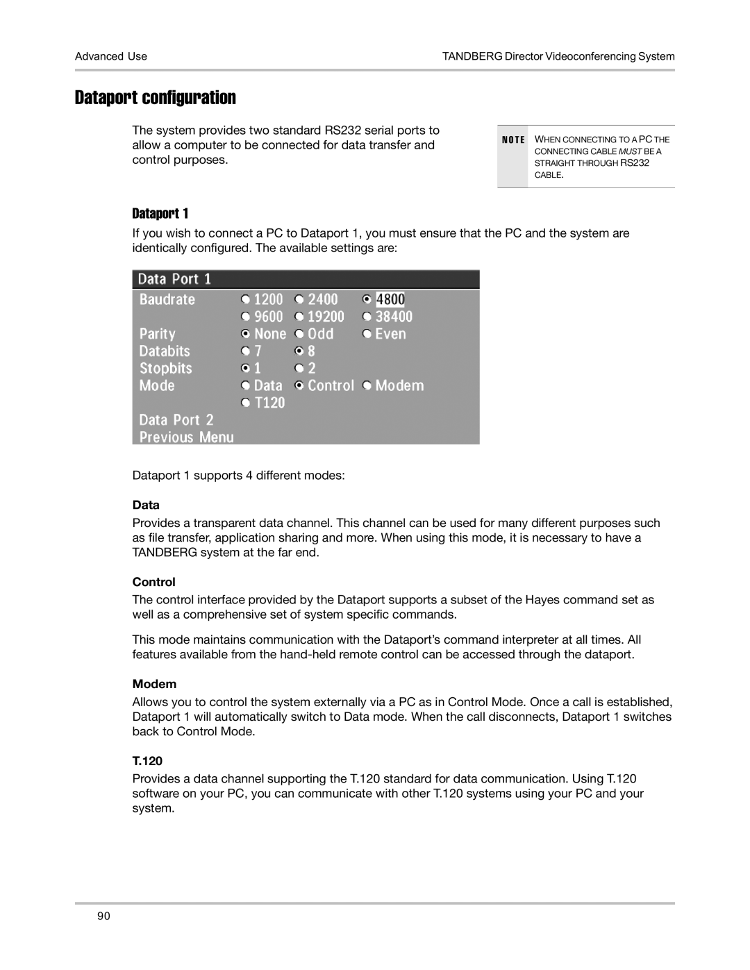 TANDBERG D5016402 user manual Dataport configuration 