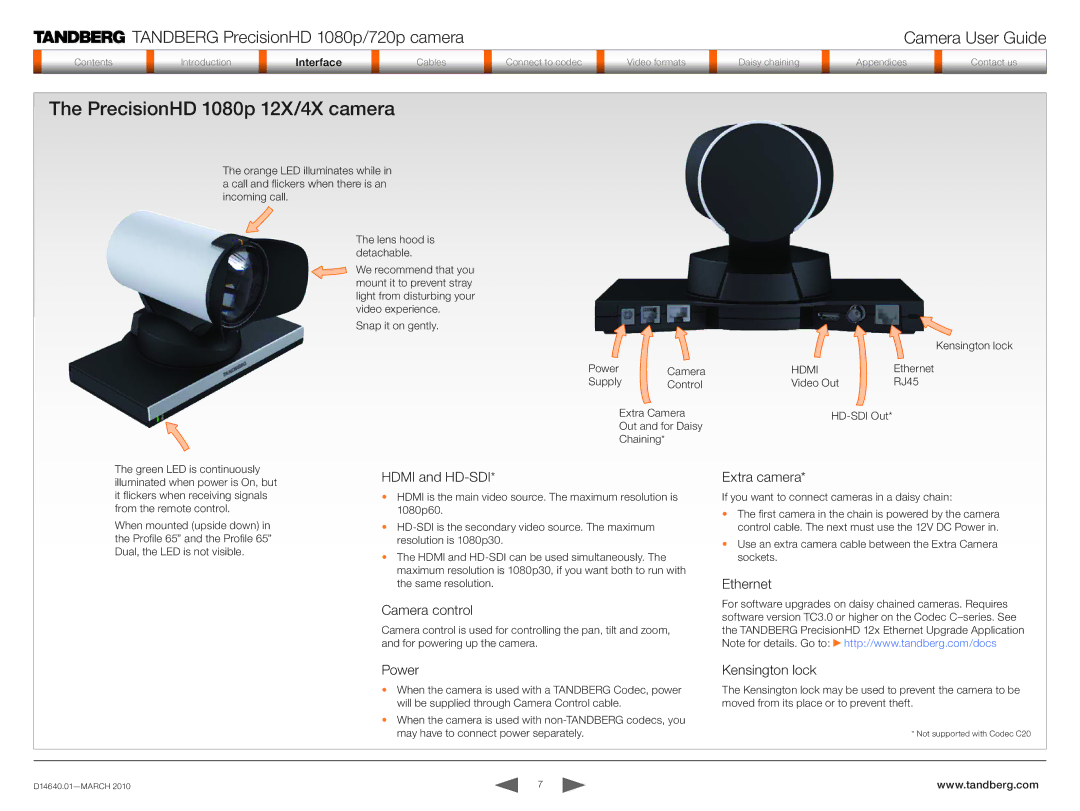 Tandberg Data 1080P manual PrecisionHD 1080p 12X/4X camera 