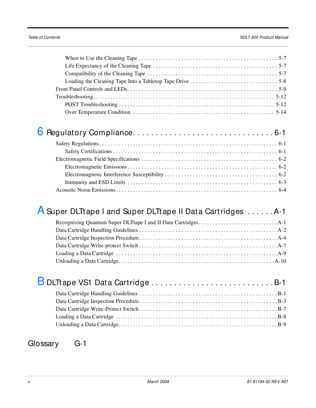 Tandberg Data 600 manual Glossary G-1 