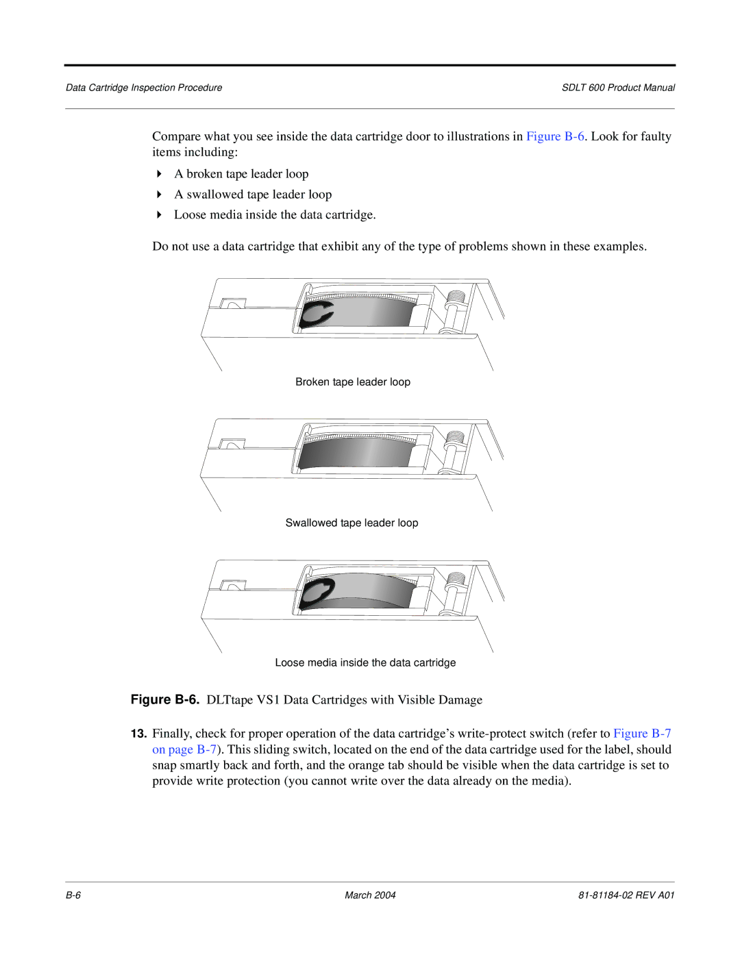 Tandberg Data 600 manual Data Cartridge Inspection Procedure 