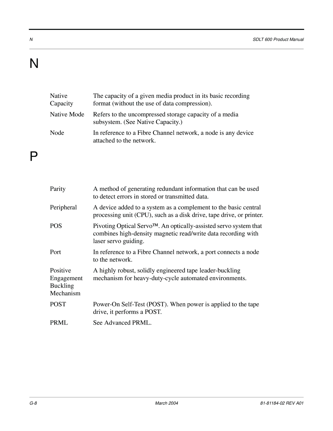 Tandberg Data 600 manual Post 