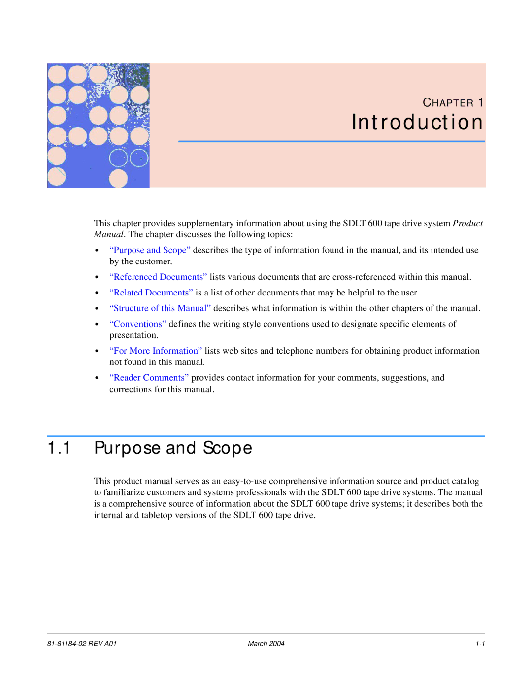 Tandberg Data 600 manual Introduction, Purpose and Scope 