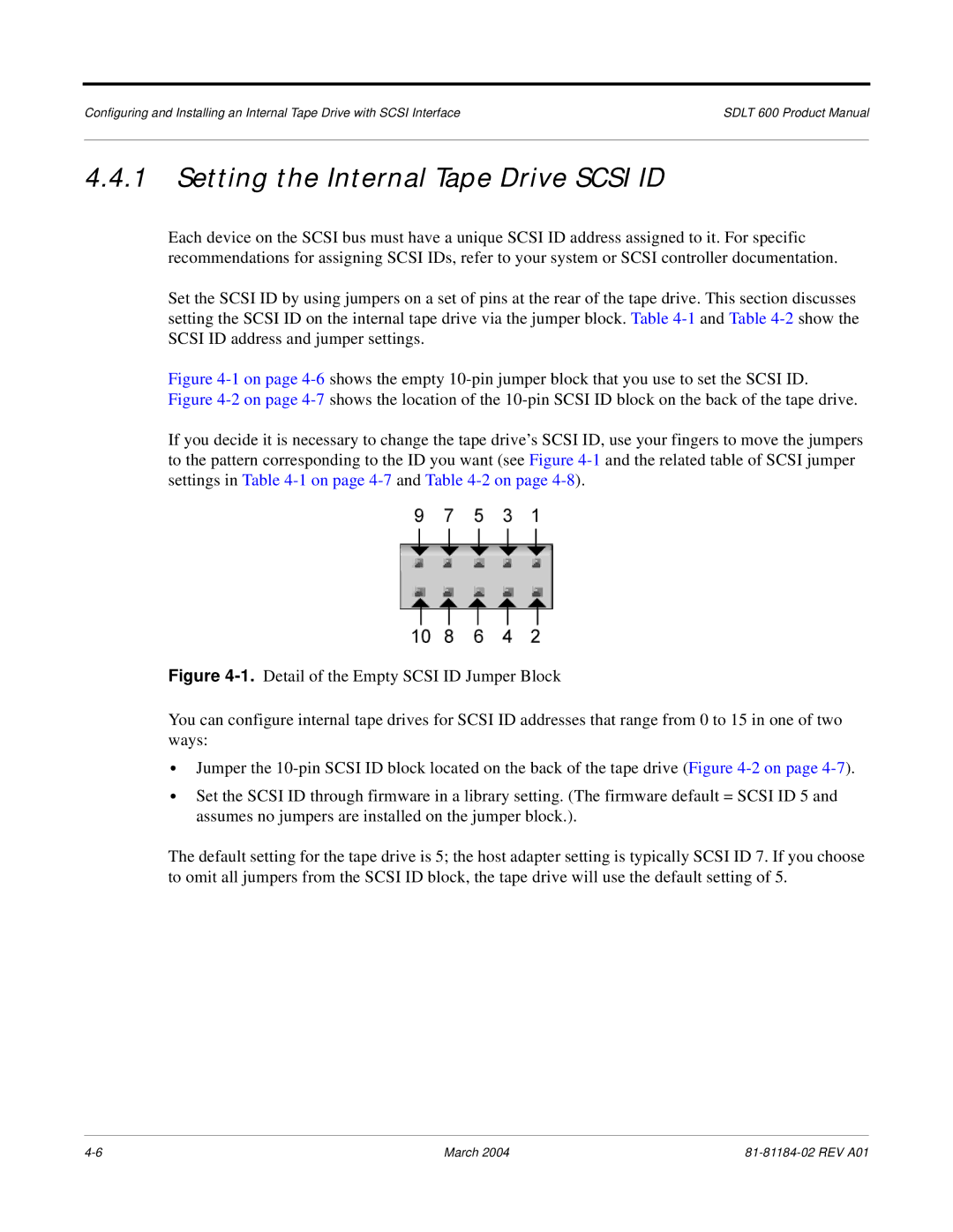 Tandberg Data 600 manual Setting the Internal Tape Drive Scsi ID 