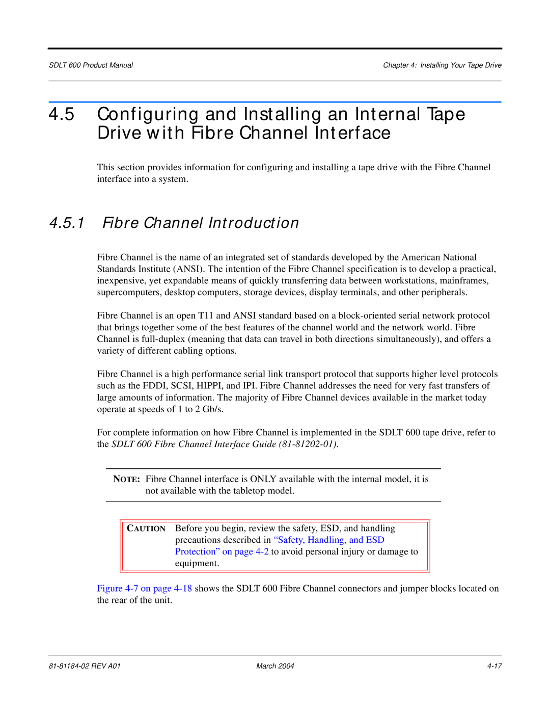 Tandberg Data 600 manual Fibre Channel Introduction 