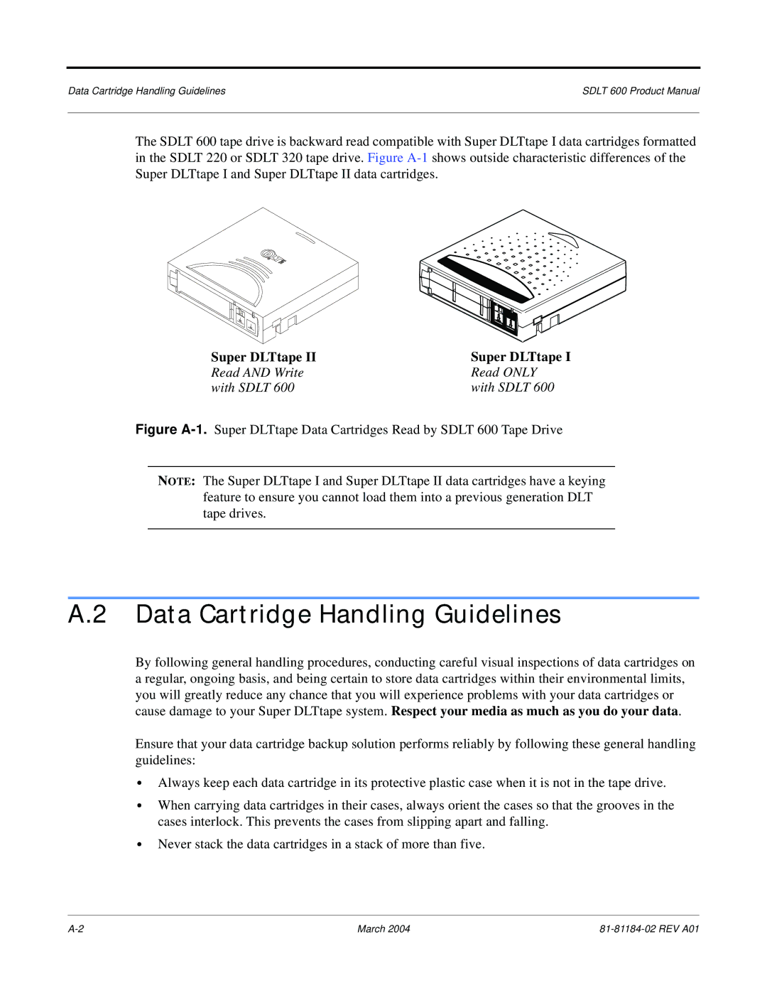 Tandberg Data 600 manual Data Cartridge Handling Guidelines 