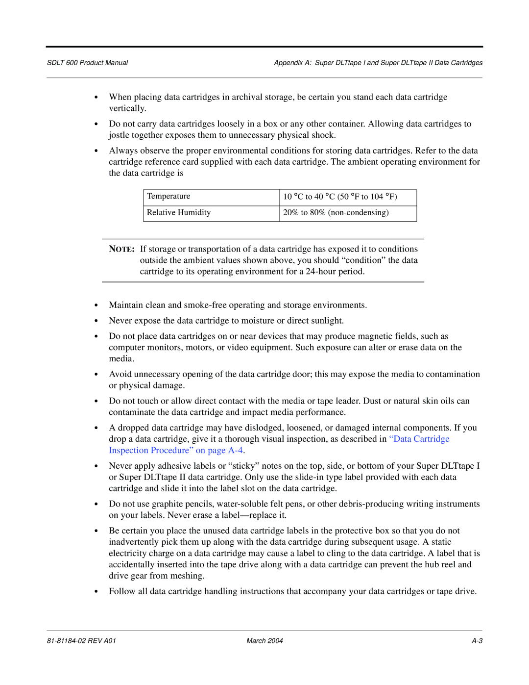 Tandberg Data manual Sdlt 600 Product Manual 