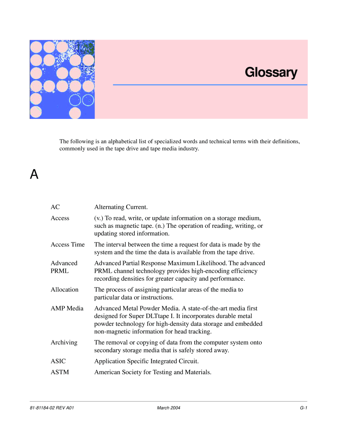 Tandberg Data 600 manual Glossary 