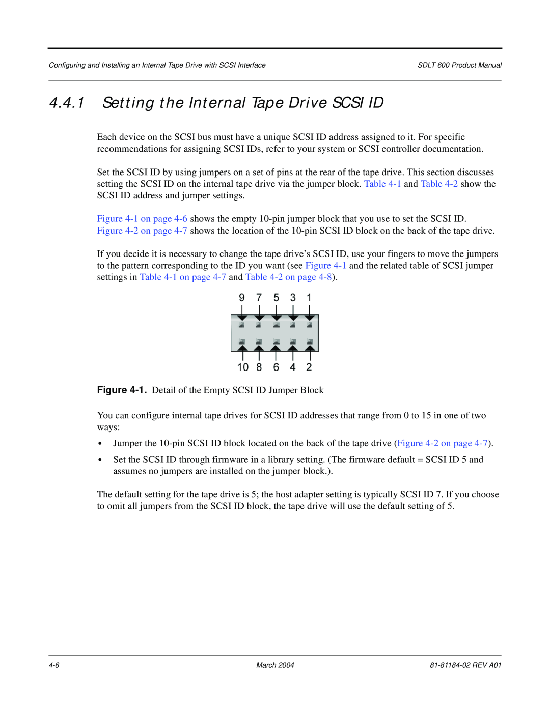Tandberg Data 600 manual Setting the Internal Tape Drive SCSI ID 