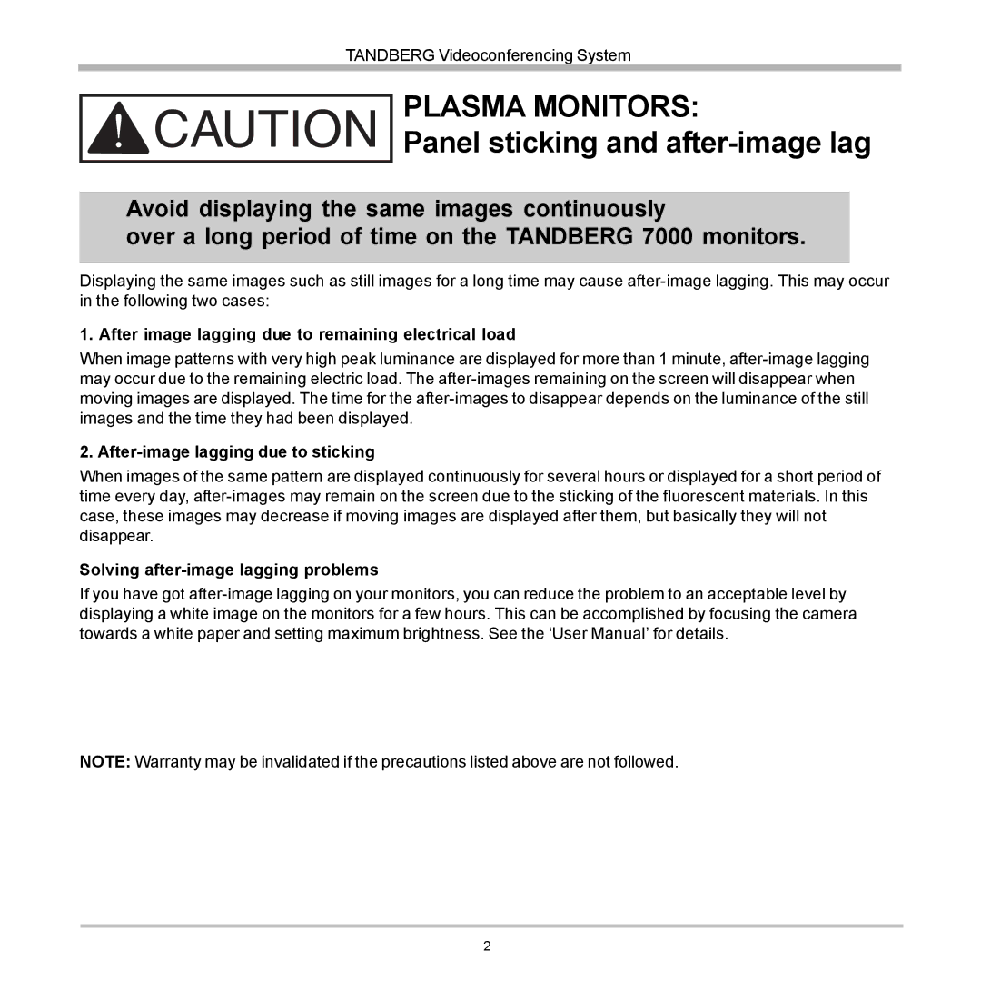 Tandberg Data 7000 manual Plasma Monitors 