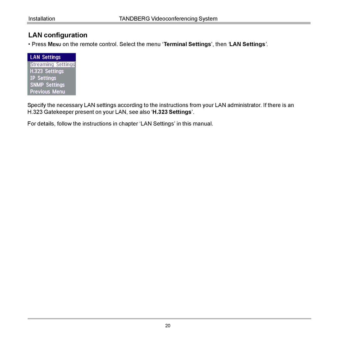 Tandberg Data 7000 manual LAN configuration 