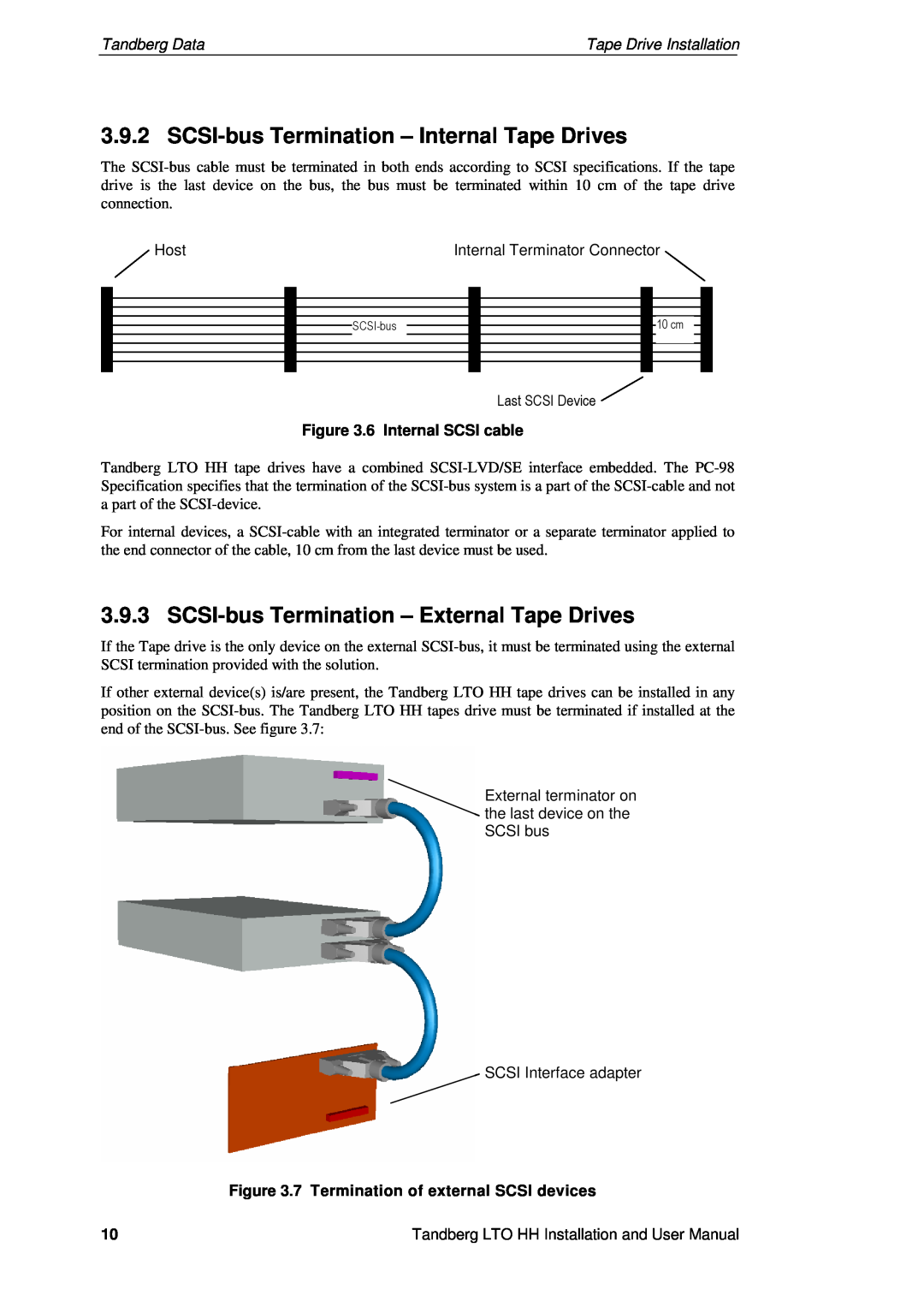 Tandberg Data LTO-1 HH, LTO-3 HH SCSI-busTermination - Internal Tape Drives, SCSI-busTermination - External Tape Drives 