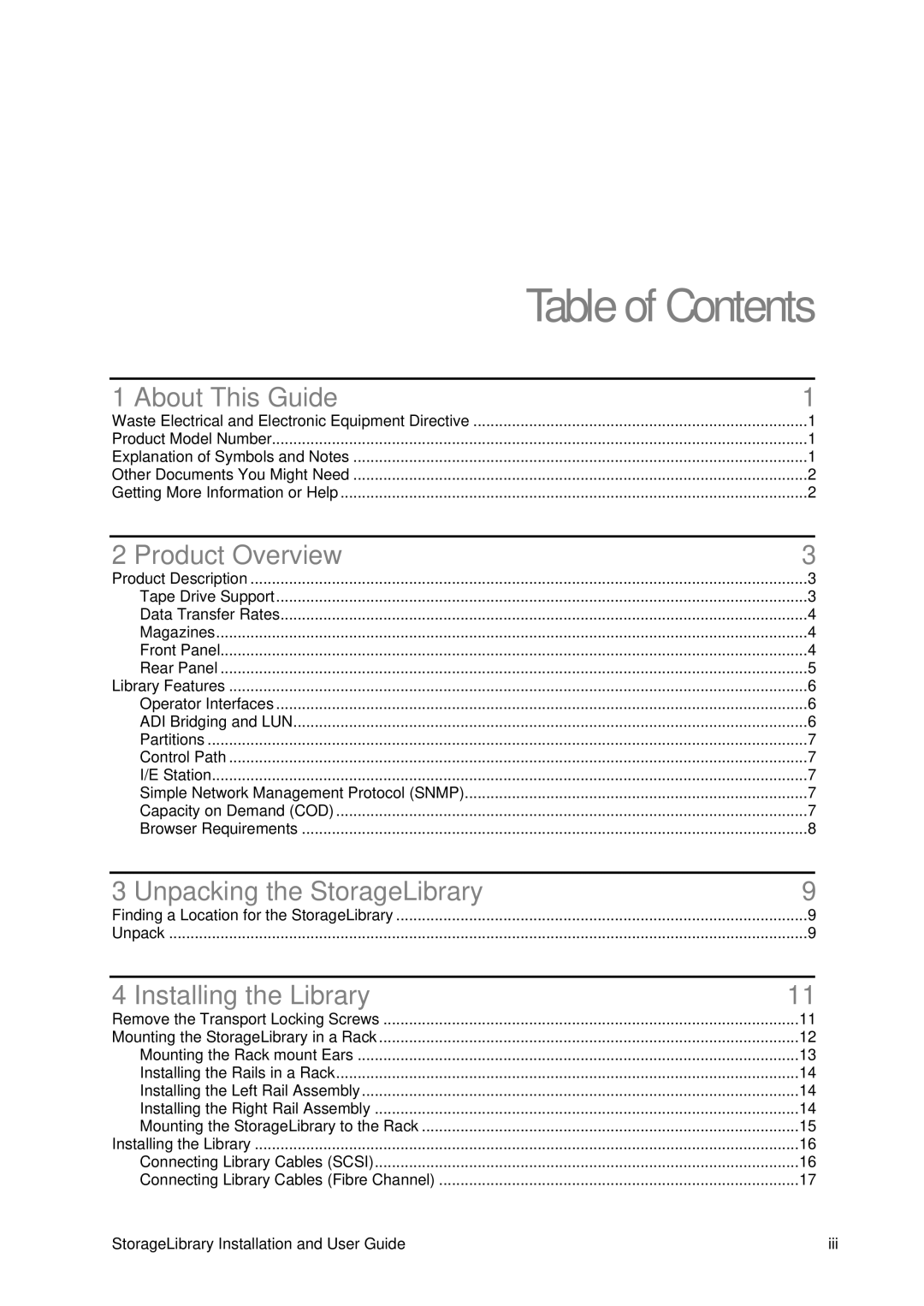 Tandberg Data T40 manual Table of Contents 