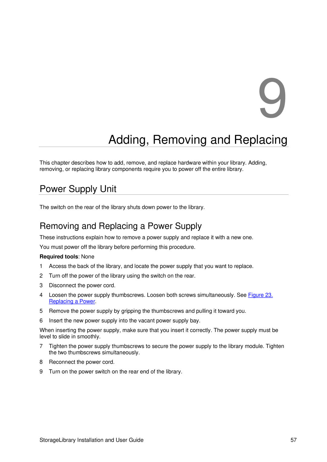 Tandberg Data T40 manual Adding, Removing and Replacing, Power Supply Unit, Removing and Replacing a Power Supply 