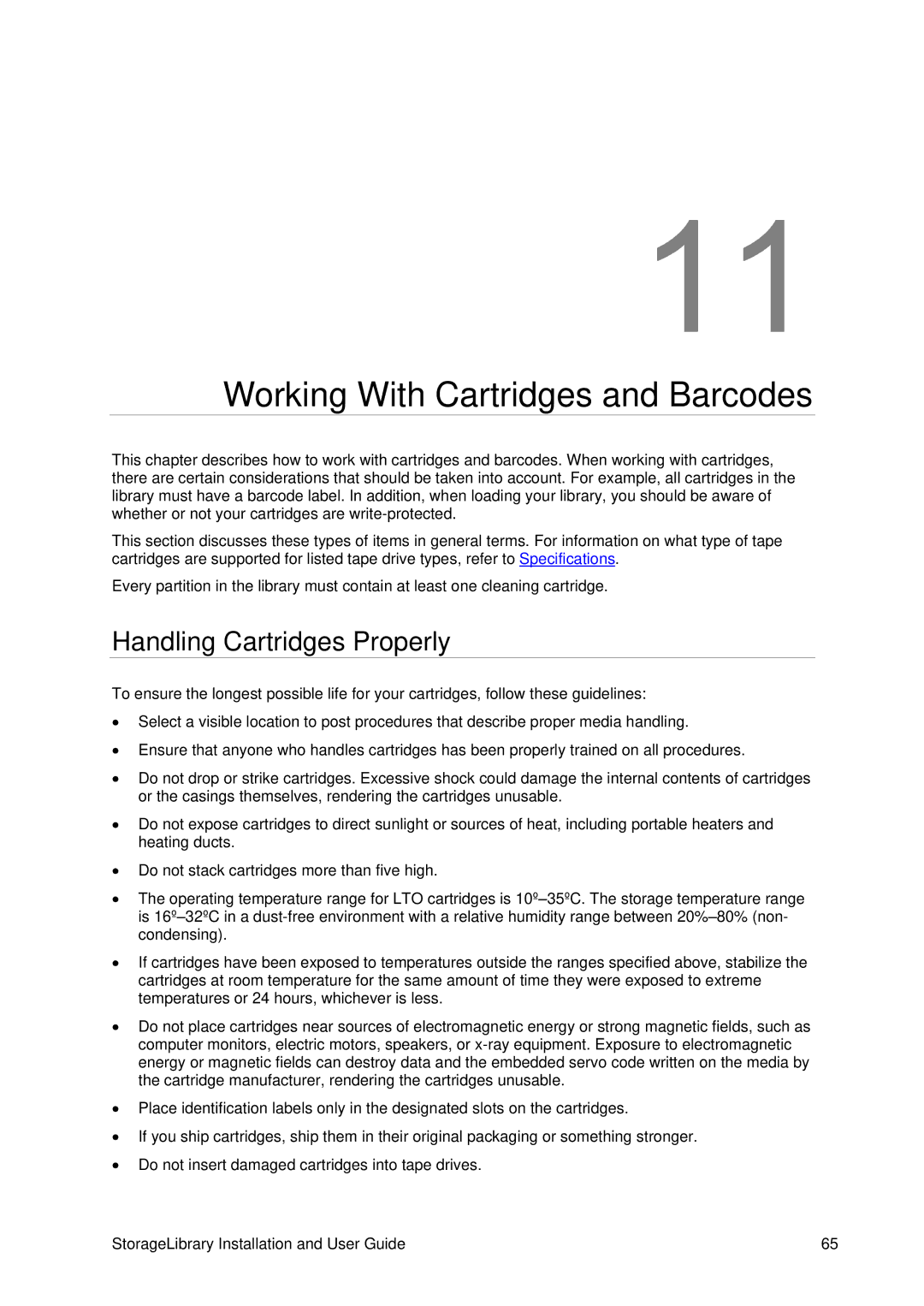 Tandberg Data T40 manual Working With Cartridges and Barcodes, Handling Cartridges Properly 