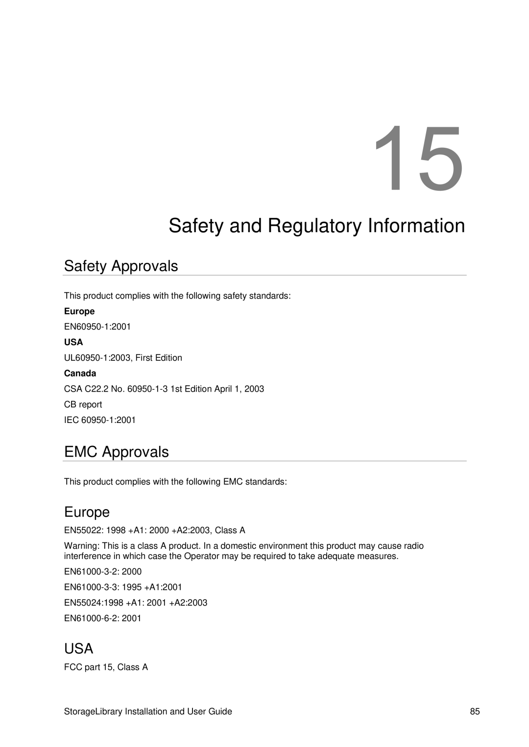 Tandberg Data T40 manual Safety and Regulatory Information, Safety Approvals, EMC Approvals, Europe 