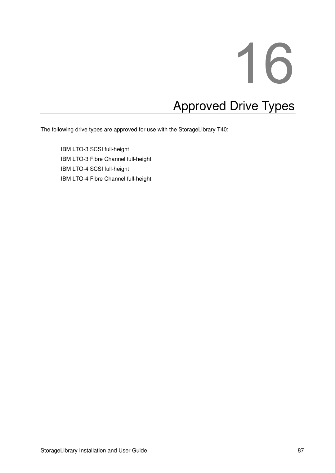 Tandberg Data T40 manual Approved Drive Types 