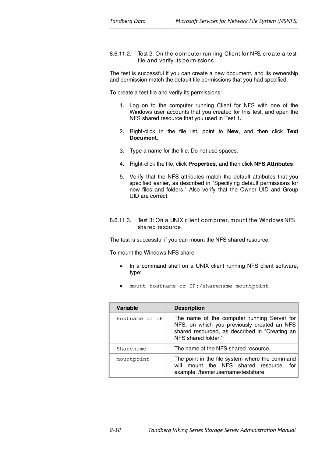 Tandberg Data Viking FS-1600, Viking FS-1500, Viking FS-412 manual Variable Description, Hostname or IP 