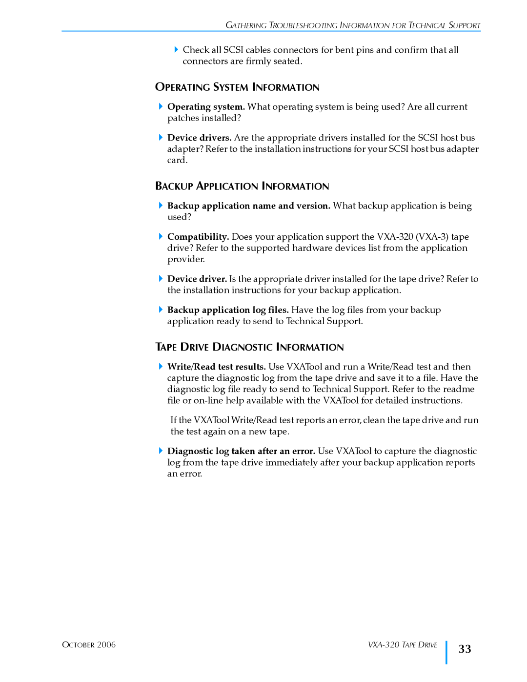 Tandberg Data VXA-320 (VXA-3) manual Operating System Information, Backup Application Information 