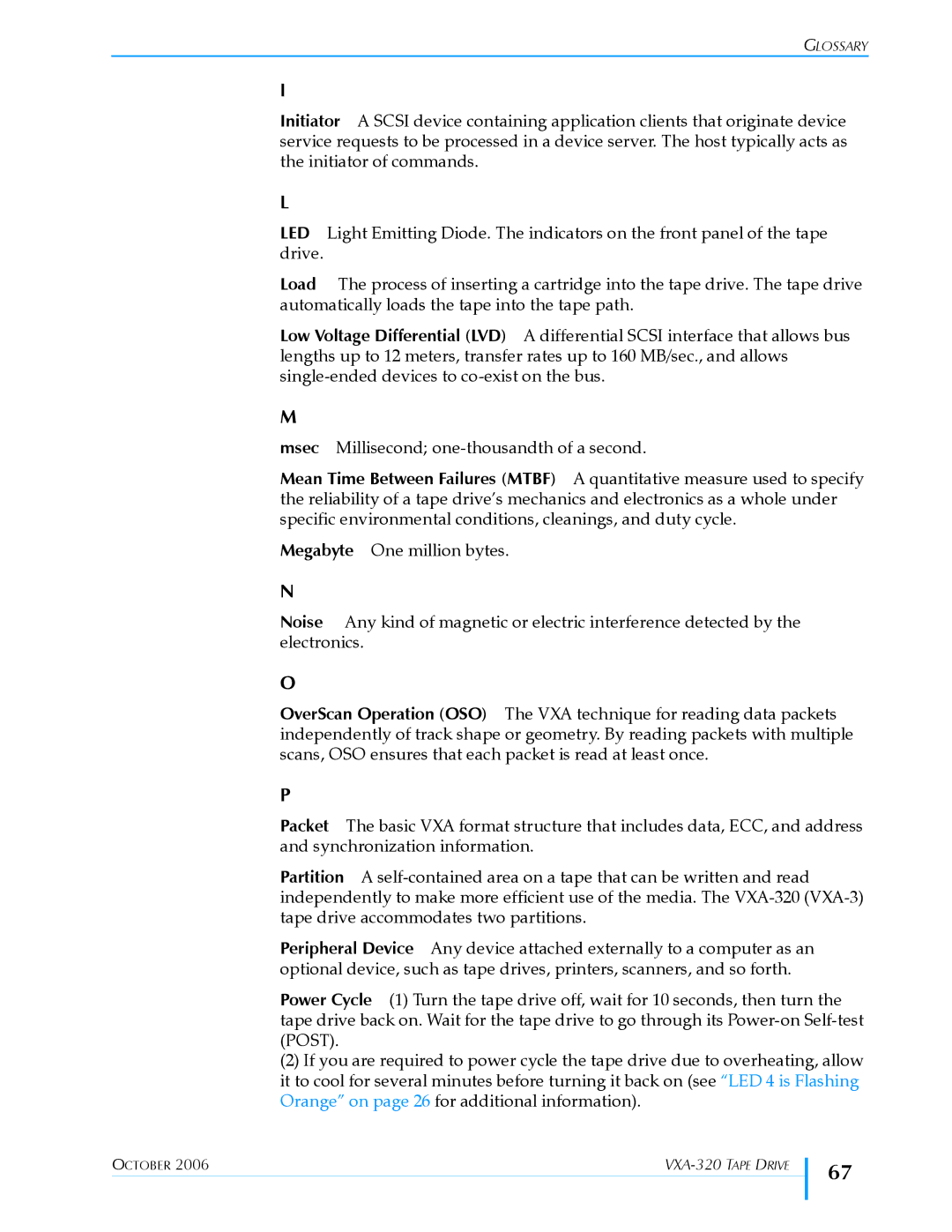 Tandberg Data VXA-320 (VXA-3) manual Glossary 