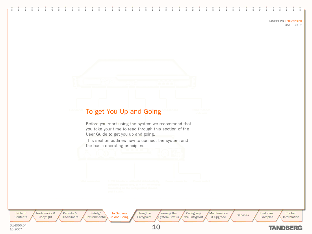 TANDBERG ENTRYPOINT manual To get You Up and Going, Get You 