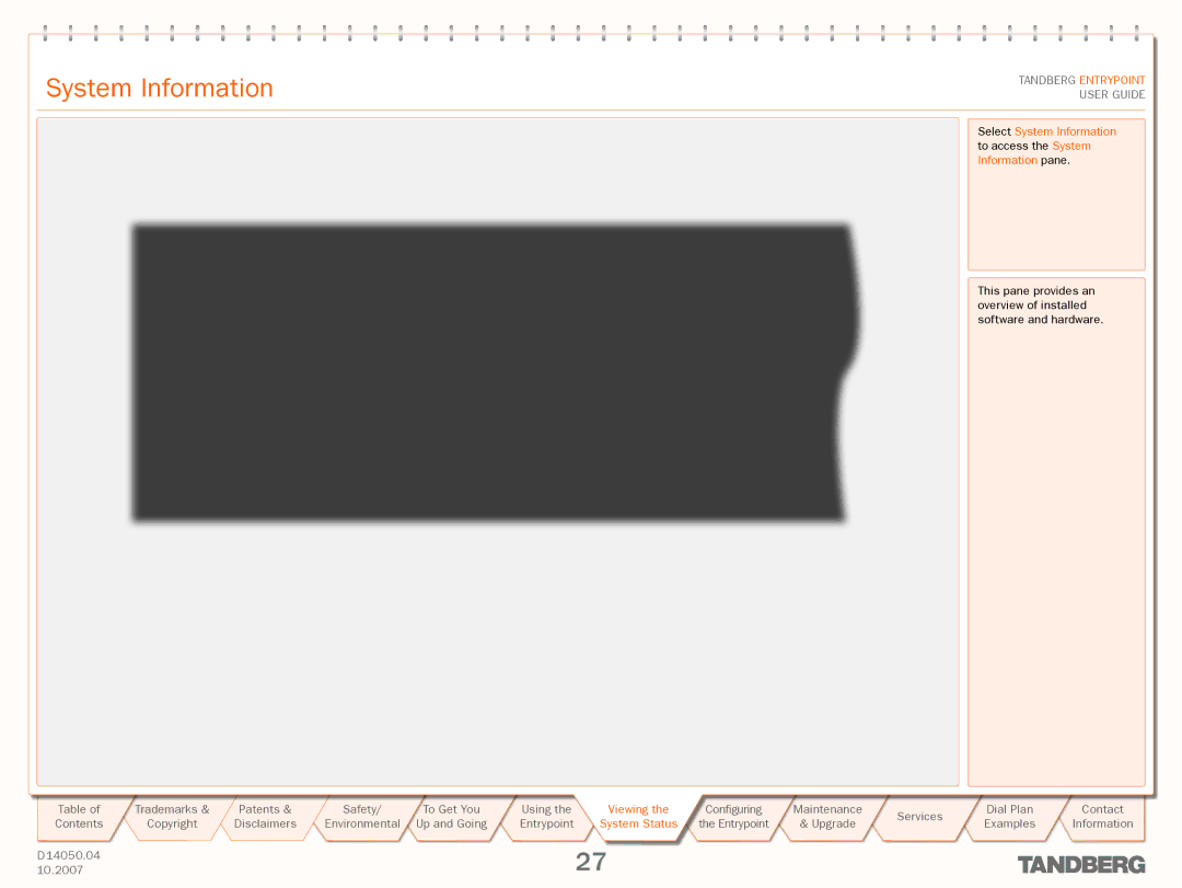 TANDBERG ENTRYPOINT manual System Information 