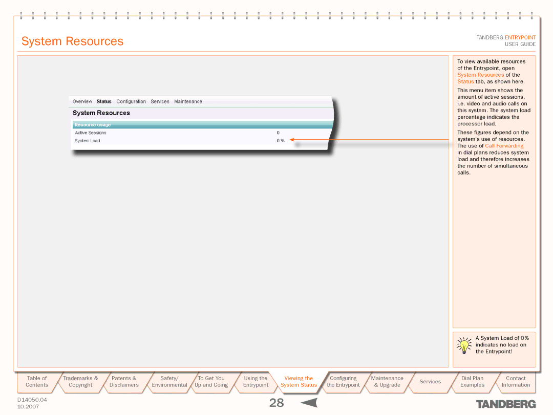 TANDBERG ENTRYPOINT manual System Resources 