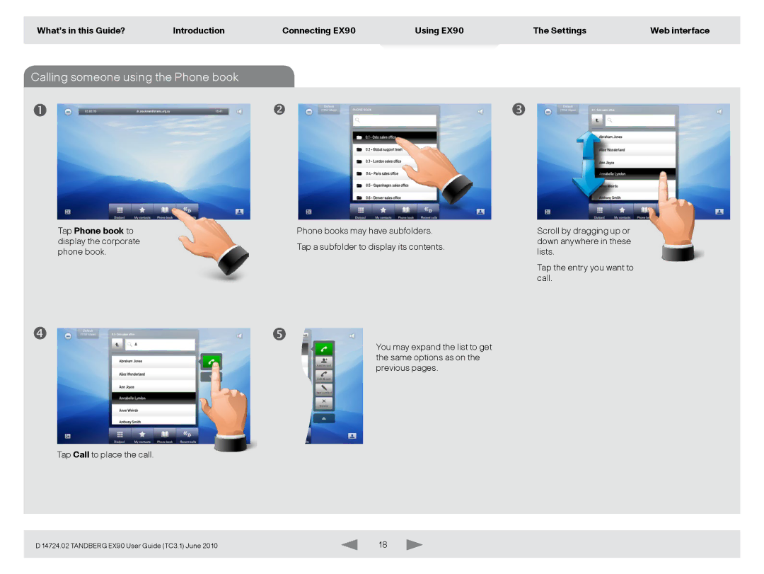 TANDBERG EX90 manual Calling someone using the Phone book, What’s in this Guide? Introduction 