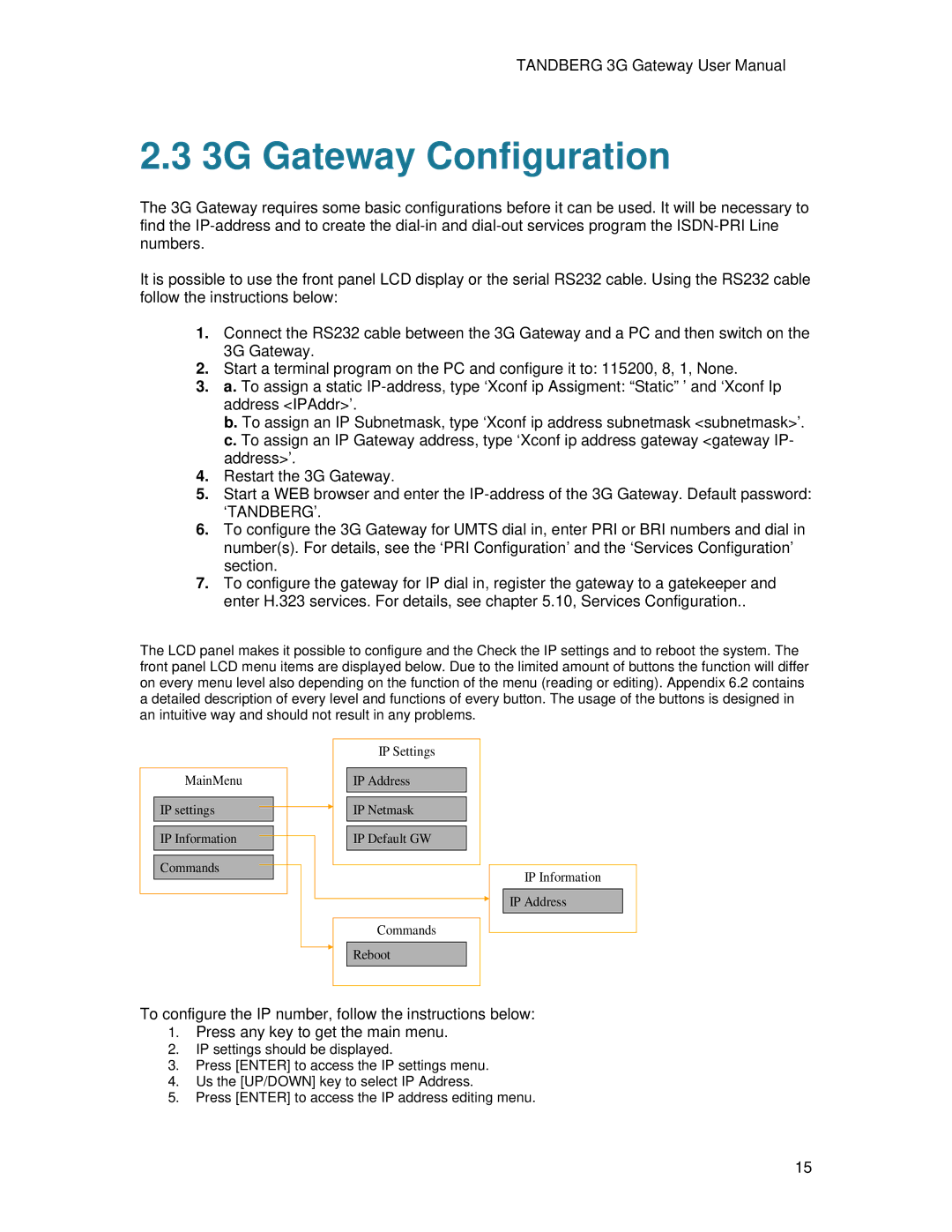 TANDBERG Hub user manual 3G Gateway Configuration 