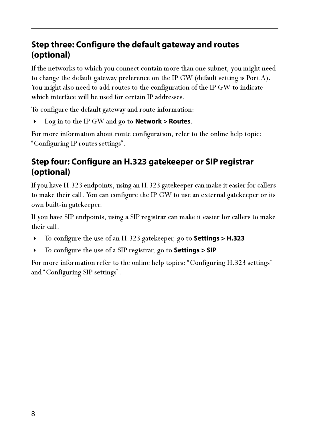 TANDBERG IP GW 3500 manual Step three Configure the default gateway and routes optional 