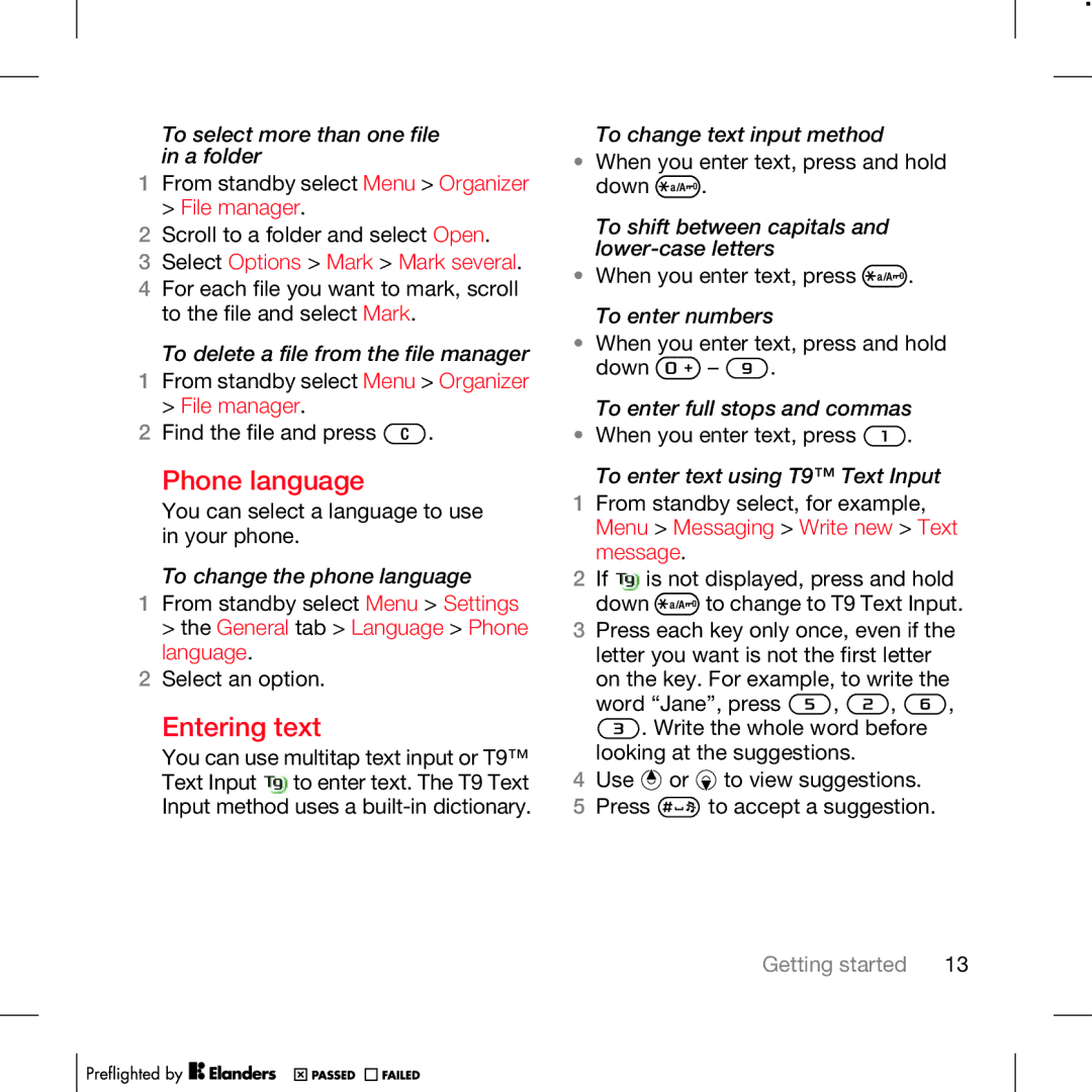 TANDBERG K630I manual Phone language, Entering text, Select Options Mark Mark several 