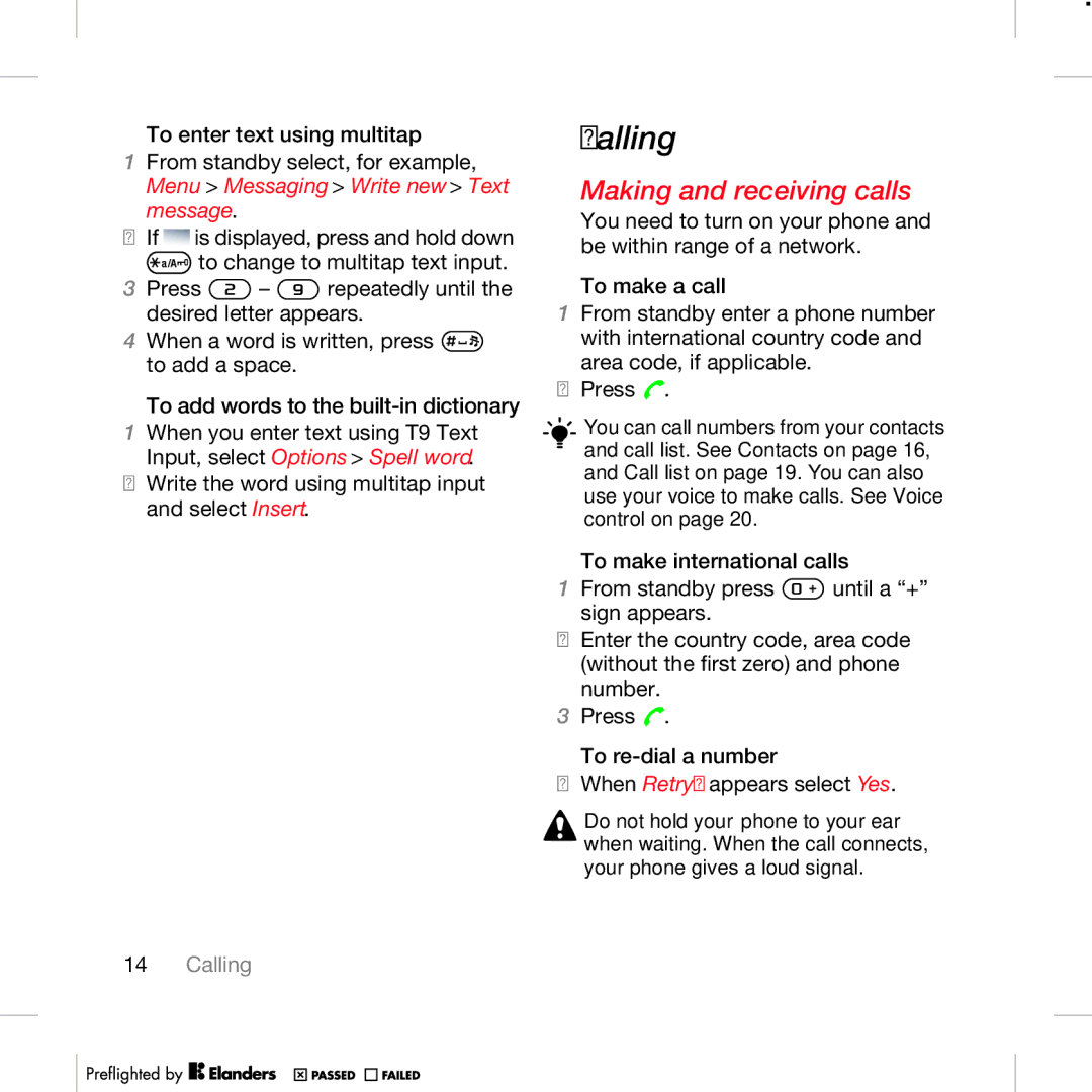 TANDBERG K630I manual Calling, Making and receiving calls 