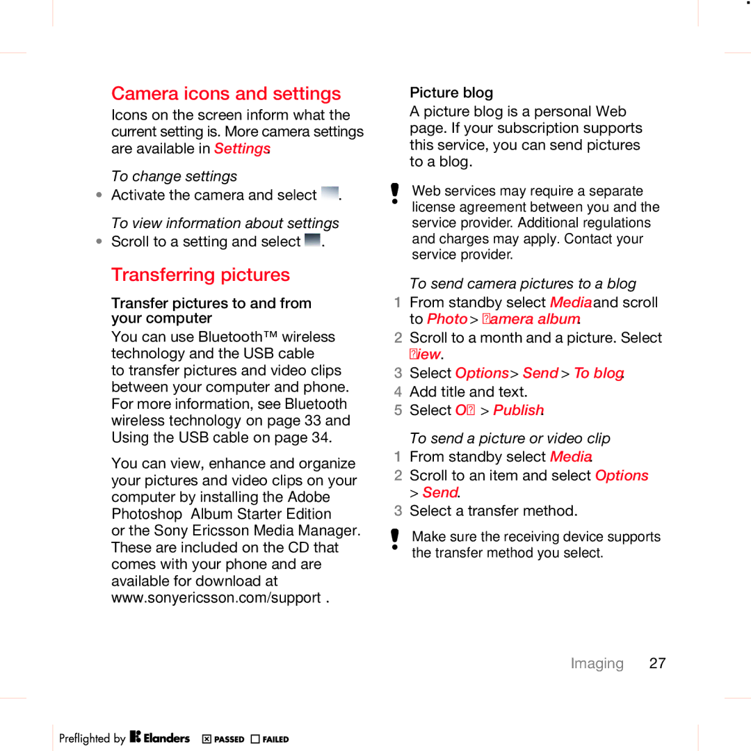 TANDBERG K630I manual Camera icons and settings, Transferring pictures, Transfer pictures to and from your computer 