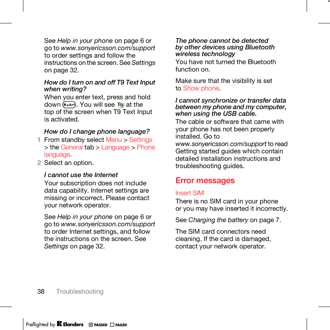 TANDBERG K630I manual Error messages, To Show phone, Insert SIM 