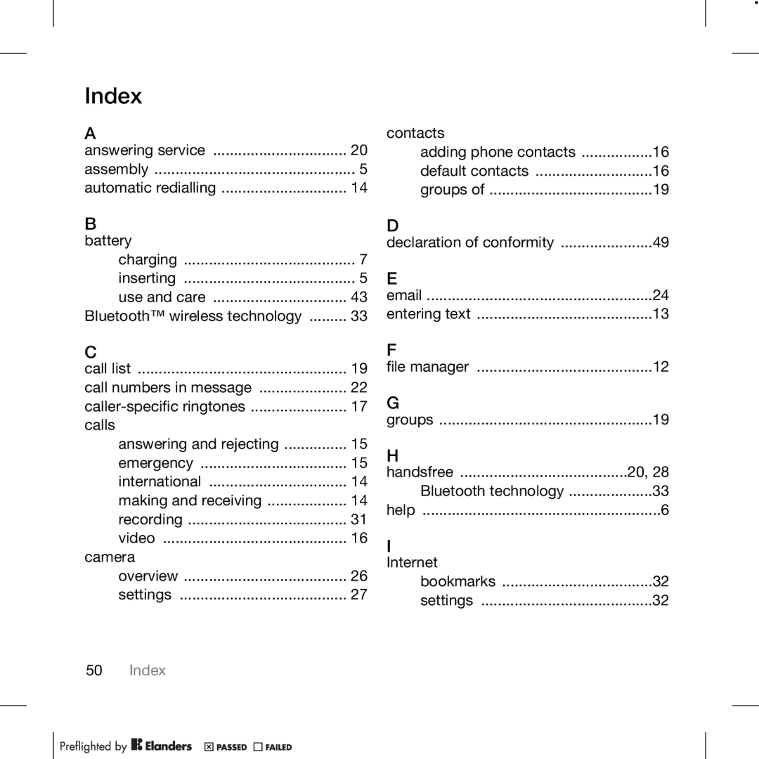 TANDBERG K630I manual Index 