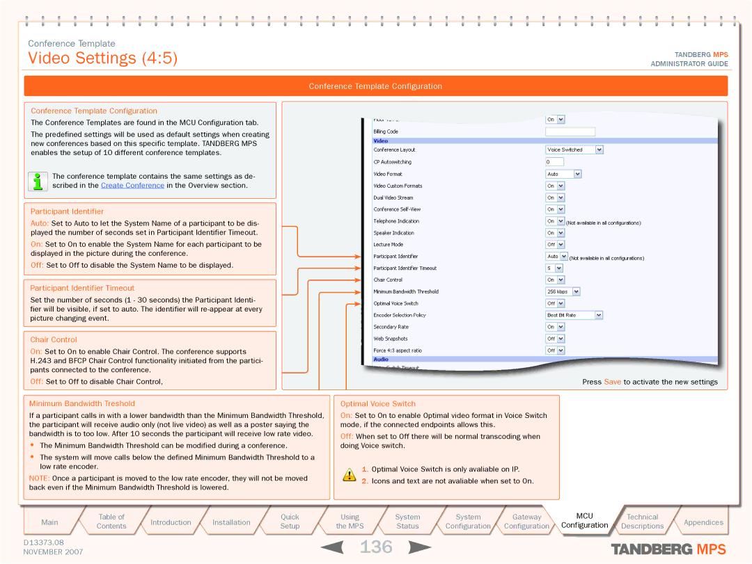 TANDBERG MPS 200, MPS 800 manual 136, Participant Identifier 