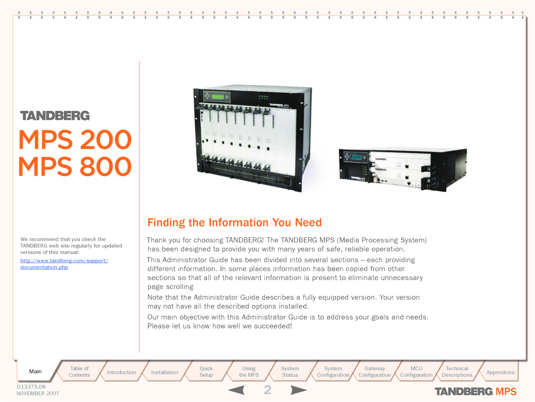 TANDBERG MPS 200, MPS 800 manual Finding the Information You Need 