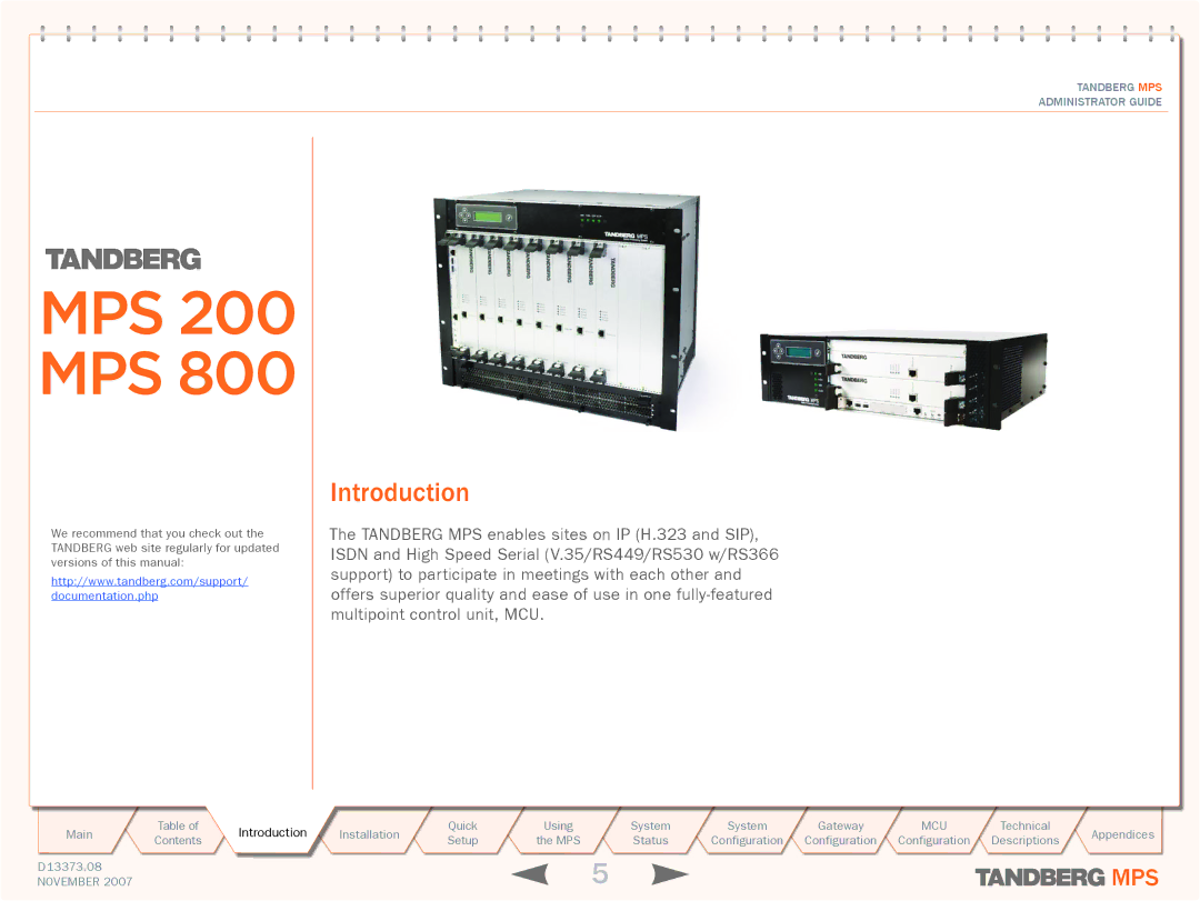 TANDBERG MPS 800, MPS 200 manual Introduction 