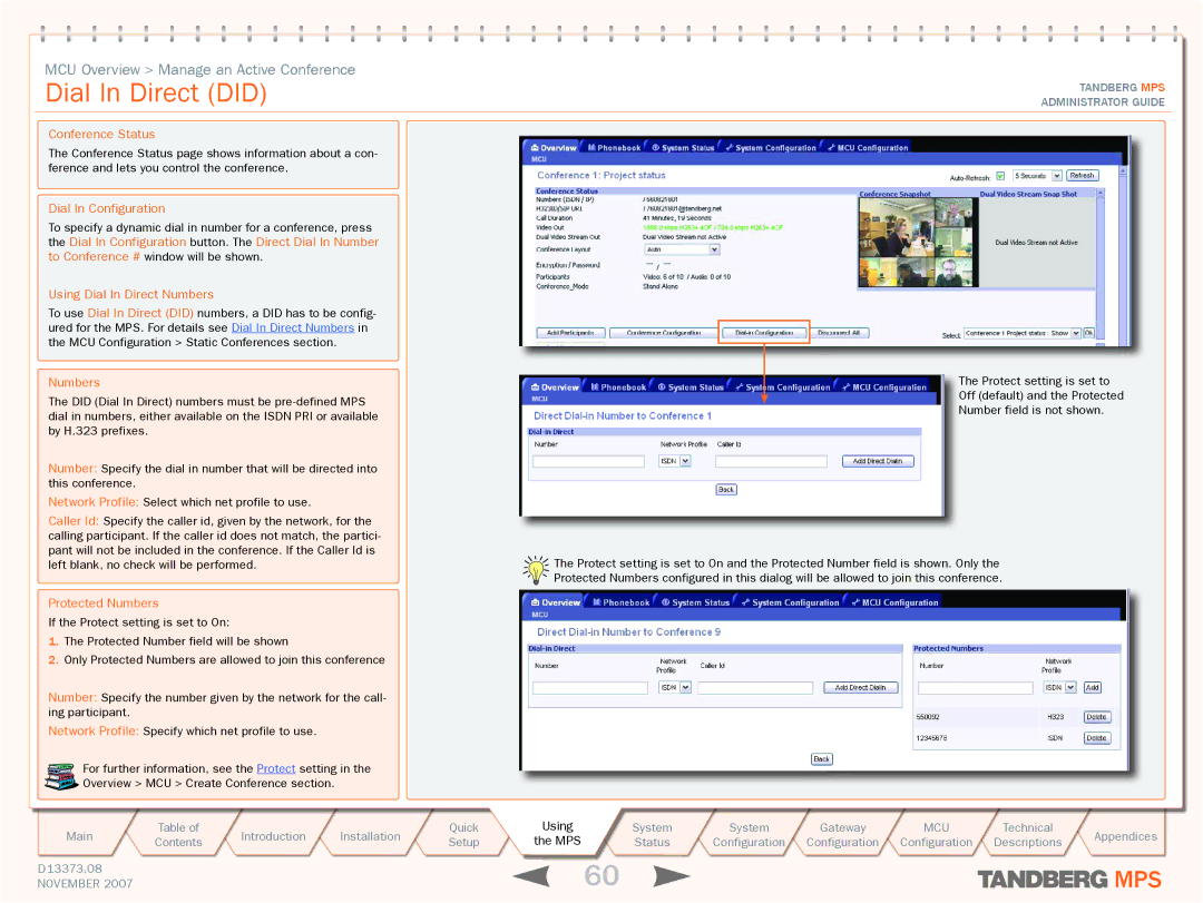 TANDBERG MPS 200, MPS 800 manual Dial In Direct did, Using Dial In Direct Numbers, Protected Numbers 