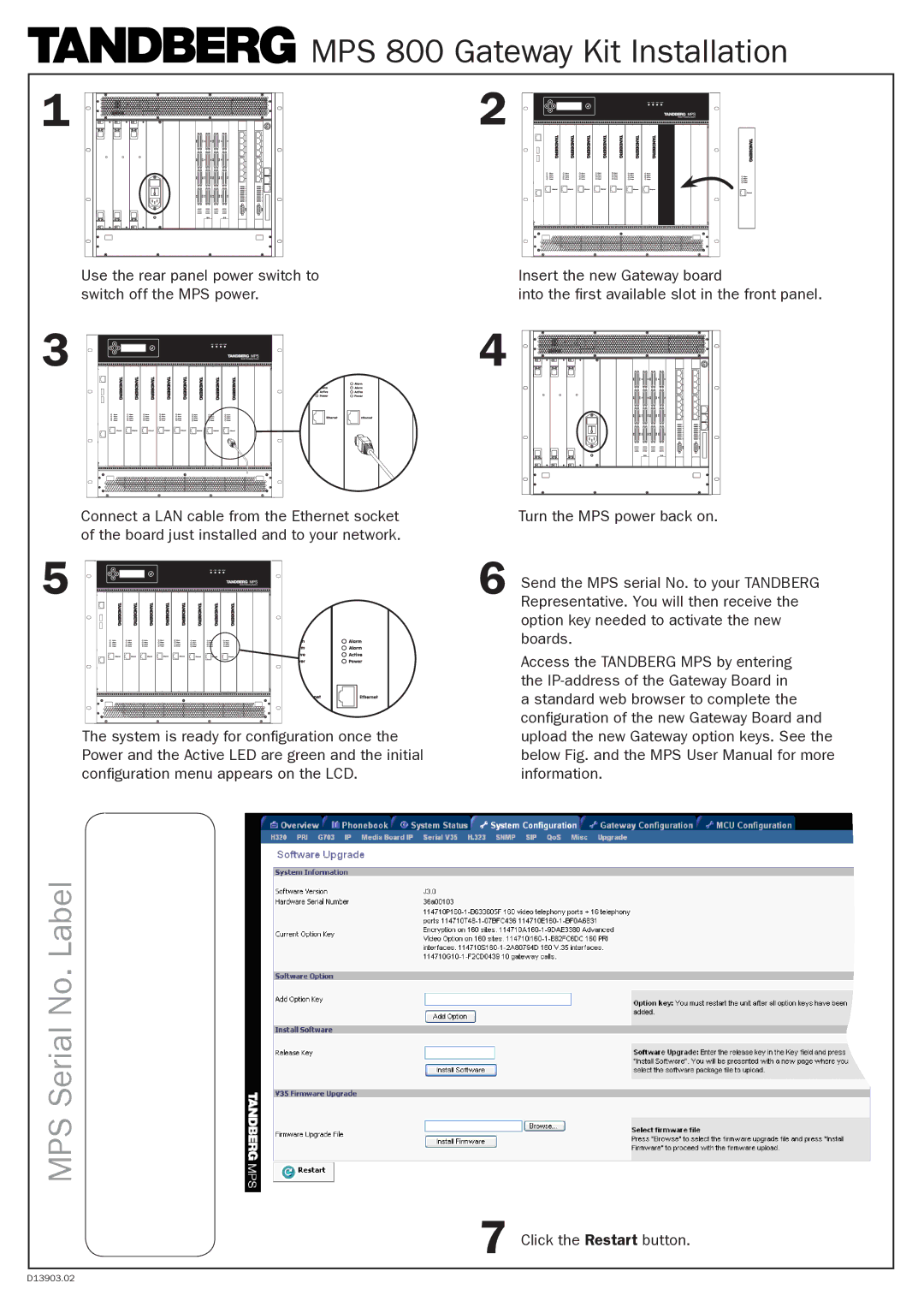 TANDBERG MPS800 user manual MPS 800 Gateway Kit Installation 