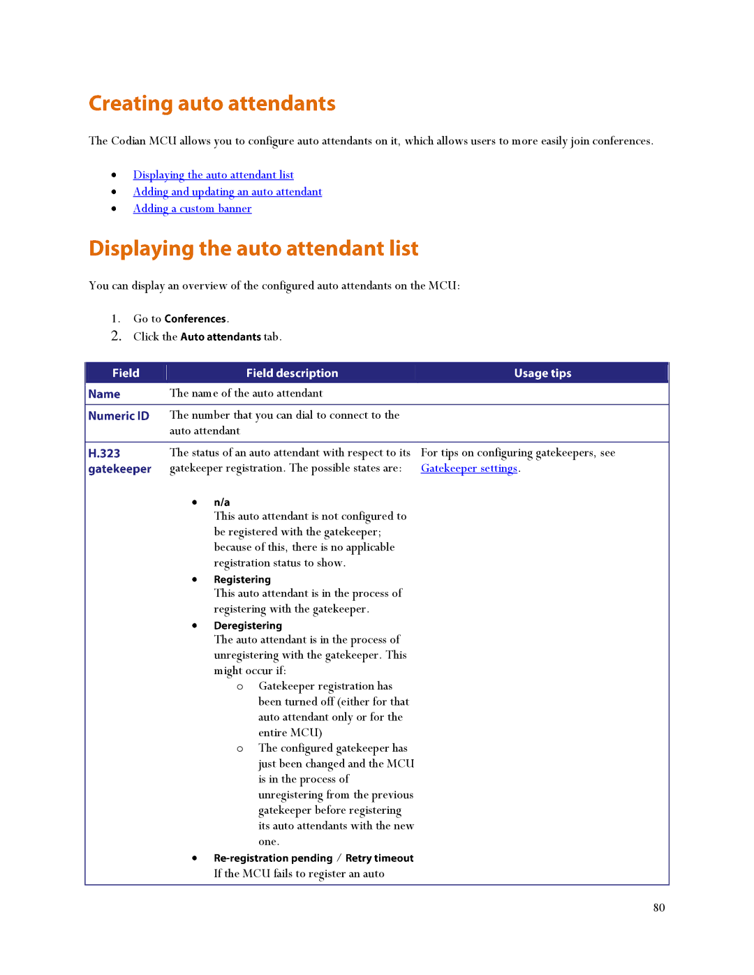 TANDBERG MSE 8510, MCU 4500 manual Gatekeeper settings 