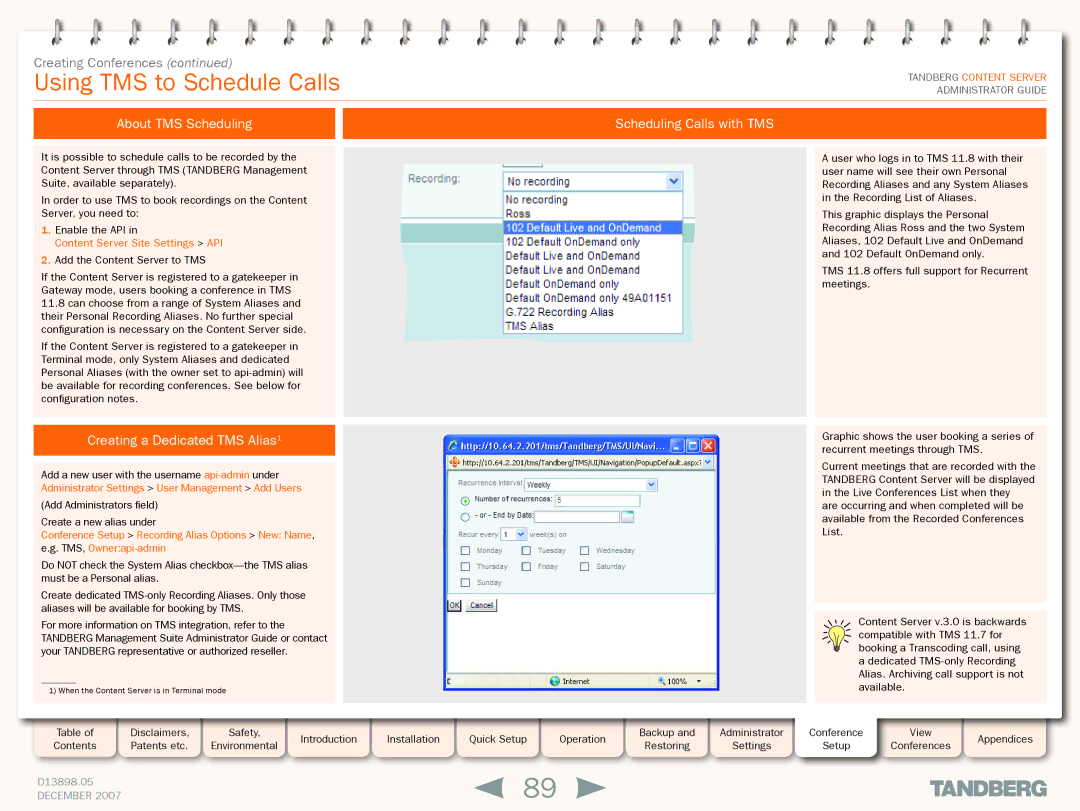 TANDBERG S3 Using TMS to Schedule Calls, About TMS Scheduling Scheduling Calls with TMS, Creating a Dedicated TMS Alias1 