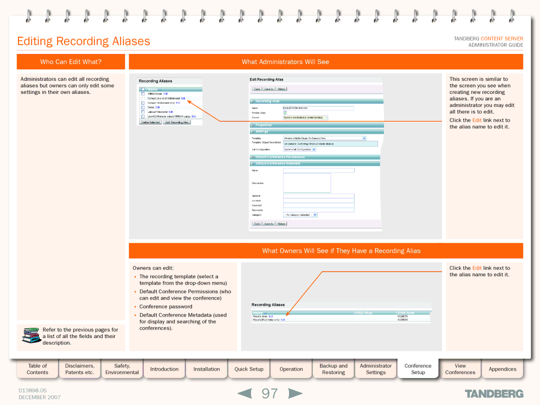 TANDBERG S3 manual Editing Recording Aliases, Who Can Edit What?, What Owners Will See if They Have a Recording Alias 