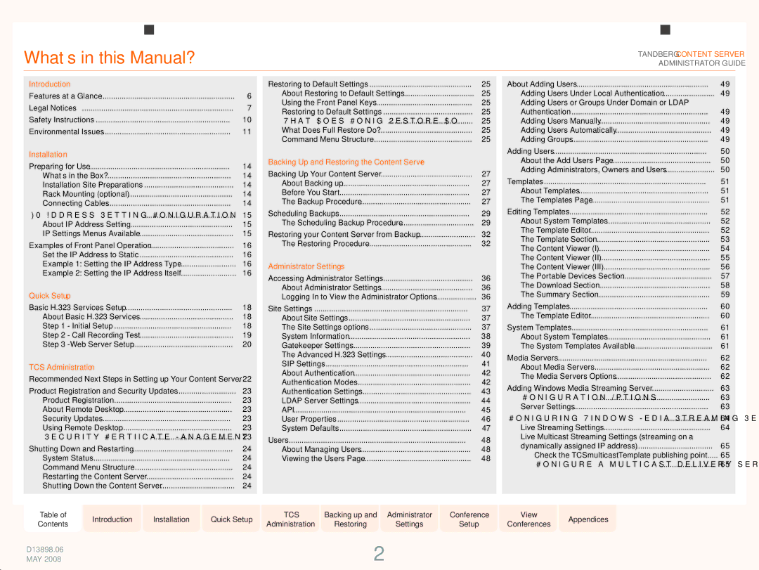 TANDBERG S3.1 manual What’s in this Manual? 