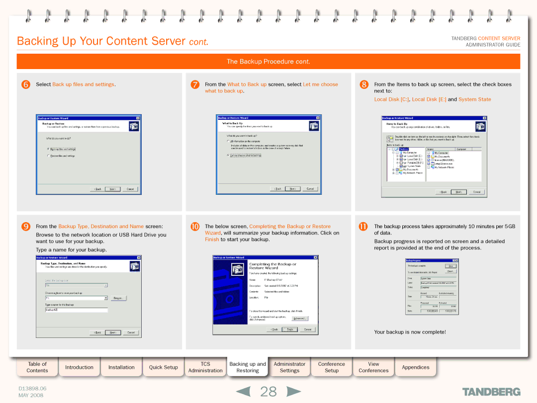 TANDBERG S3.1 manual Type a name for your backup 