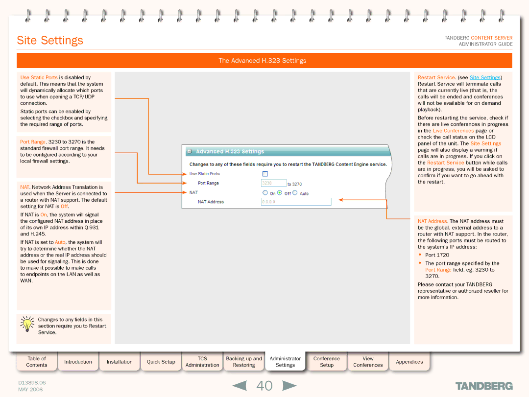 TANDBERG S3.1 manual Advanced H.323 Settings 