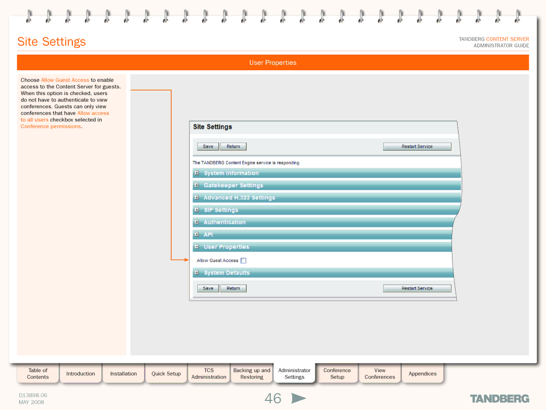 TANDBERG S3.1 manual User Properties 