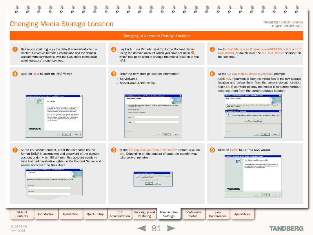 TANDBERG S3.1 manual Changing to Alternate Storage Location 