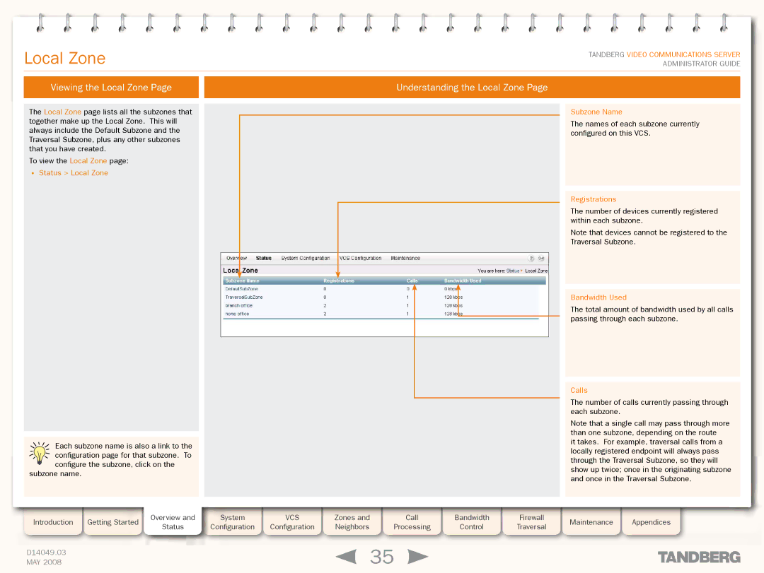 TANDBERG Security Camera manual Viewing the Local Zone Understanding the Local Zone 