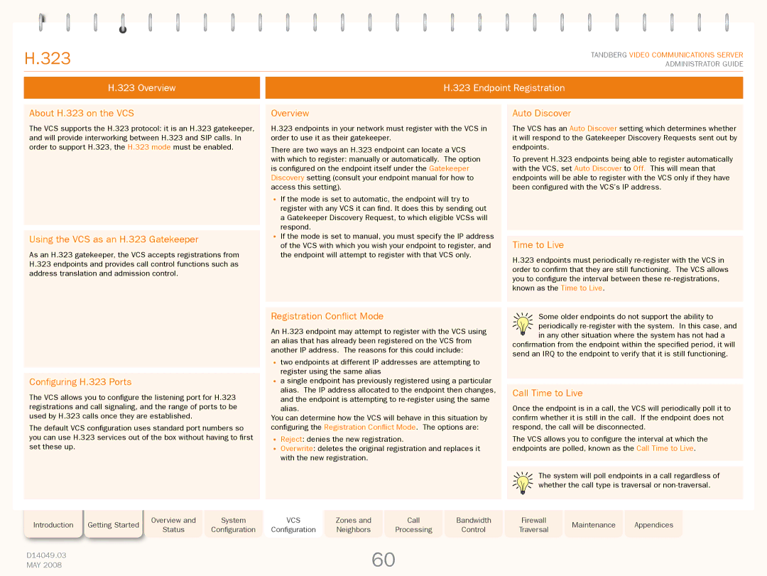 TANDBERG Security Camera manual 323, Overview Endpoint Registration 